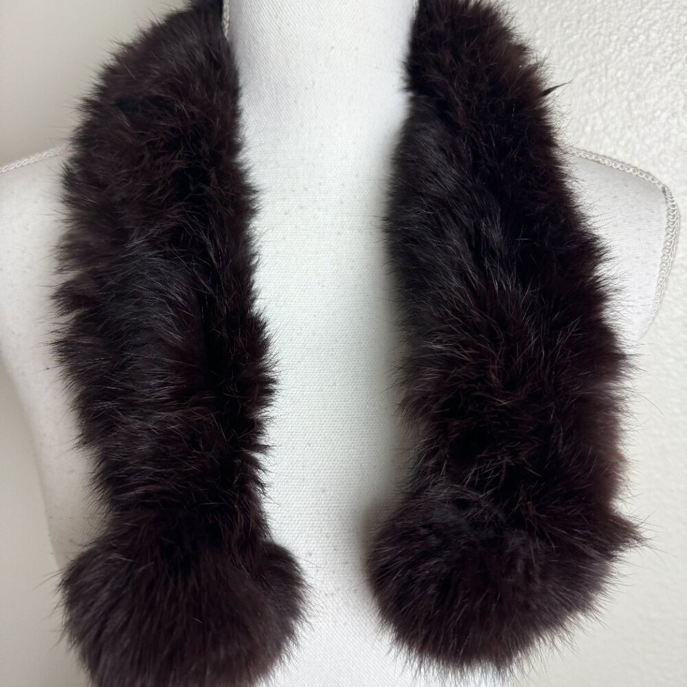 Real Rabbit Fur Adjustable Length Pom Pom Dark Brown - Picture 2 of 4